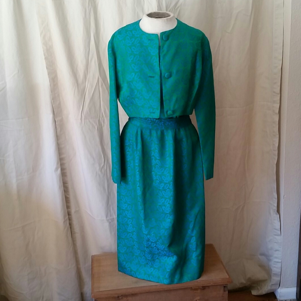 Vintage 1960s green and turquoise dress